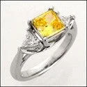 3 Stone 1.25 Canary Princess Triangle Cubic Zirconia Cz Ring