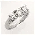 3 Round Stones Lucida Style Cubic Zirconia Ring 14k White Gold