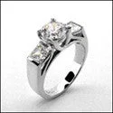 3 Stone 1 Ct Round Center Channel Princess Cubic Zirconia Cz Ring