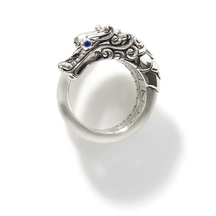 John Hardy Legends Naga Ring with Pavé Black Spinel and Black Sapphires in Sterling Silver