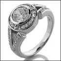 Anniversary Round 1 Ct Bezel Ct Halo Cubic Zirconia Cz Ring