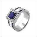 Anniversary Sapphire Princess 1 Ct Bezel Cubic Zirconia Cz Ring