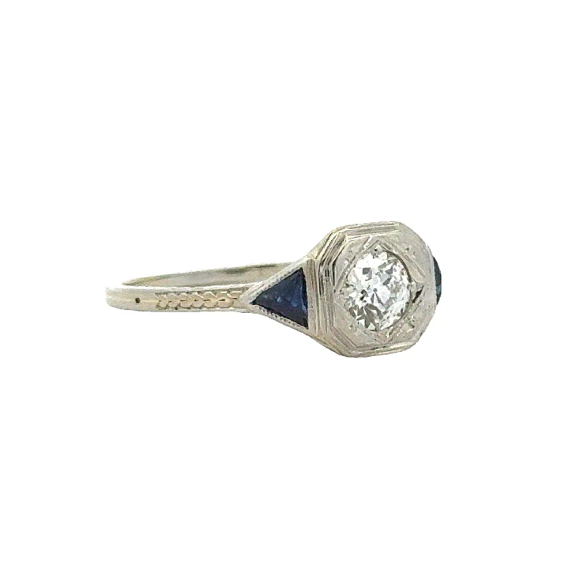 Antique Diamond Sapphire Ring