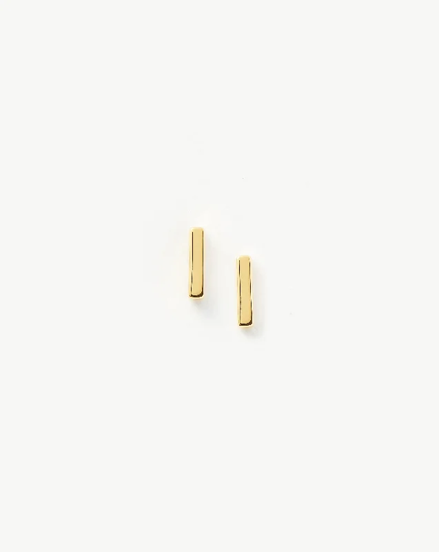 raw crystal cuff bracelet Bar Stud Earrings | 18ct Gold Vermeil