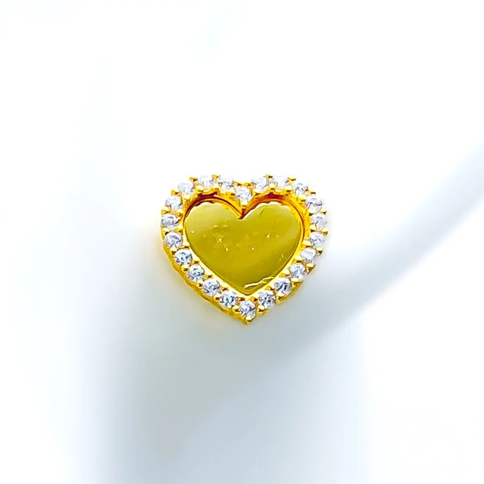 Beautiful Heart 21k Gold CZ Earrings