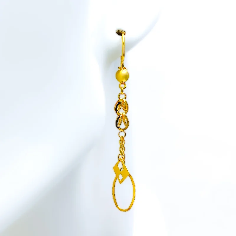 Classy 21k Gold Hanging Hook Earrings