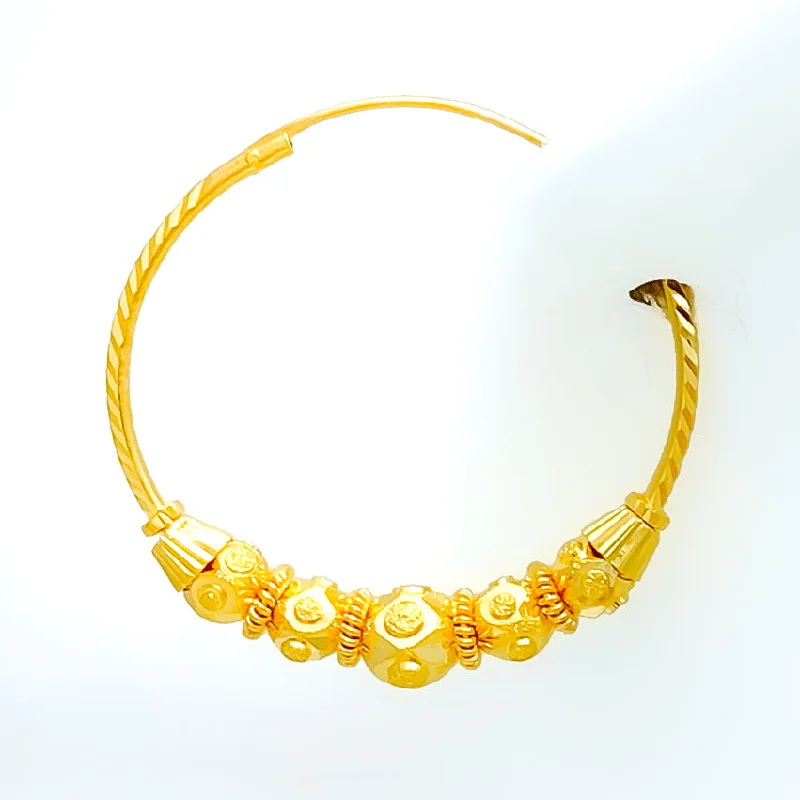 Bold Poised 22k Gold Hoop Earring