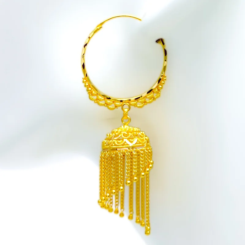 Captivating 22K Gold Curtain Bali Earrings