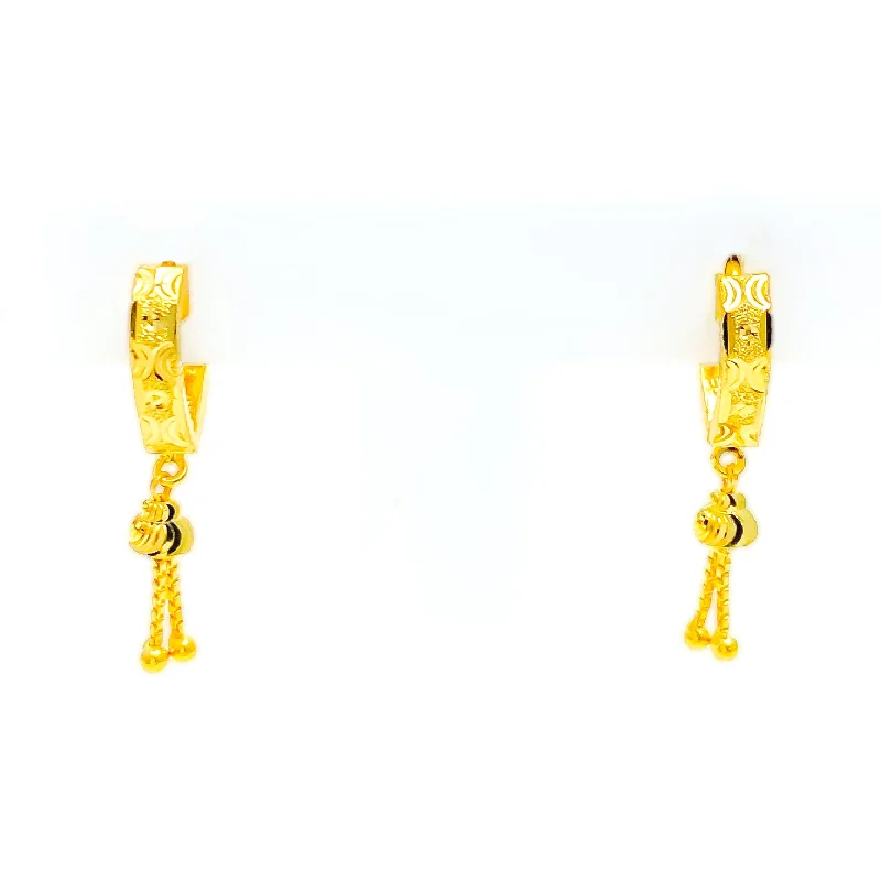 Charming Faceted 22k Gold Shiny Earrings