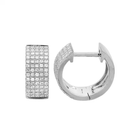 14k White Gold Diamond Huggie Earrings