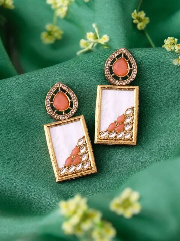 pearl and gold chain earrings Coral Jisha Danglers
