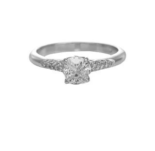 CUSHION CUT DIAMOND WITH DIAMONDS THROUGHOUT THE PAVE SHANK