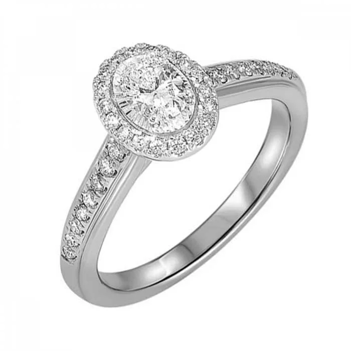 Mountz Collection 1/2CTW Oval Halo Engagement Ring in 14K White Gold