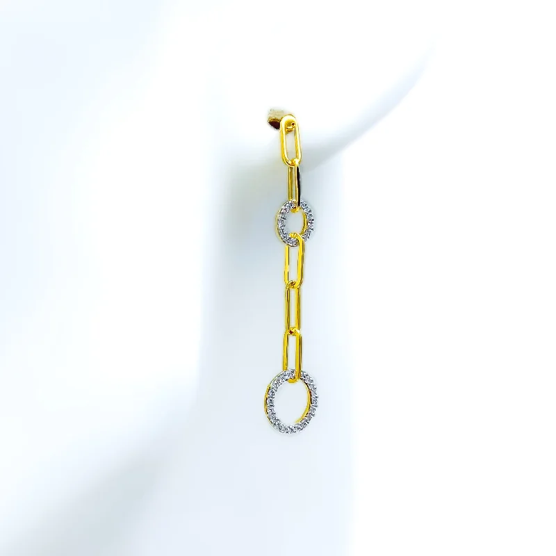 Dapper Dual Halo Diamond + 18k Gold Hanging Earrings