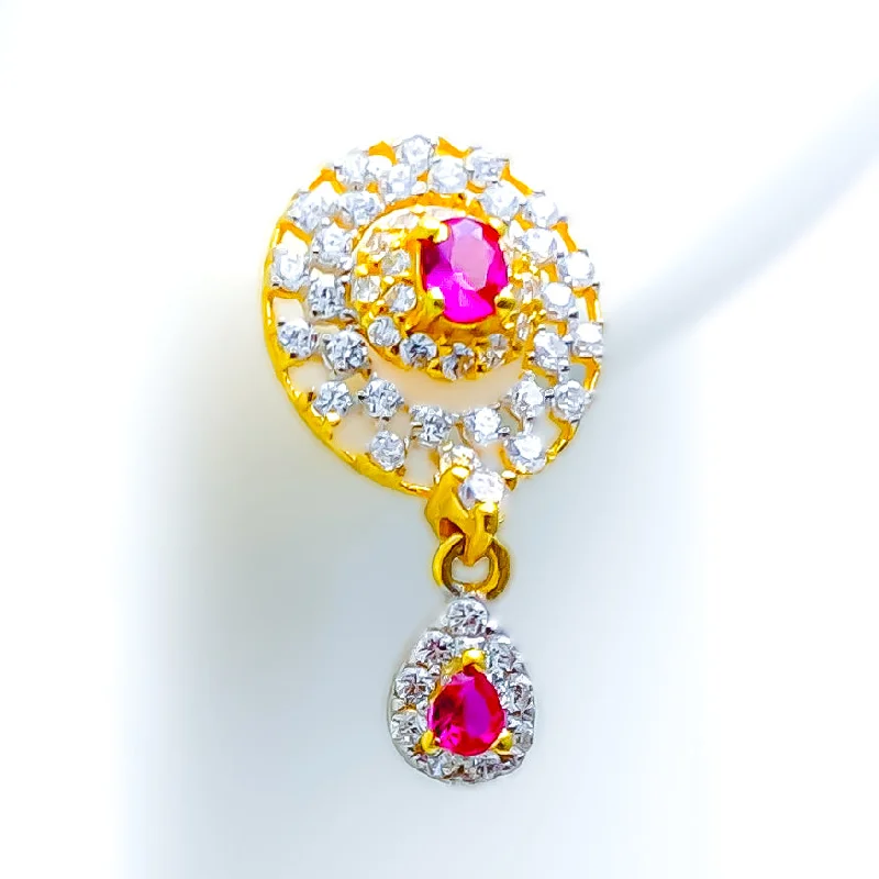 Decorative CZ Hanging 22k Gold Earrings