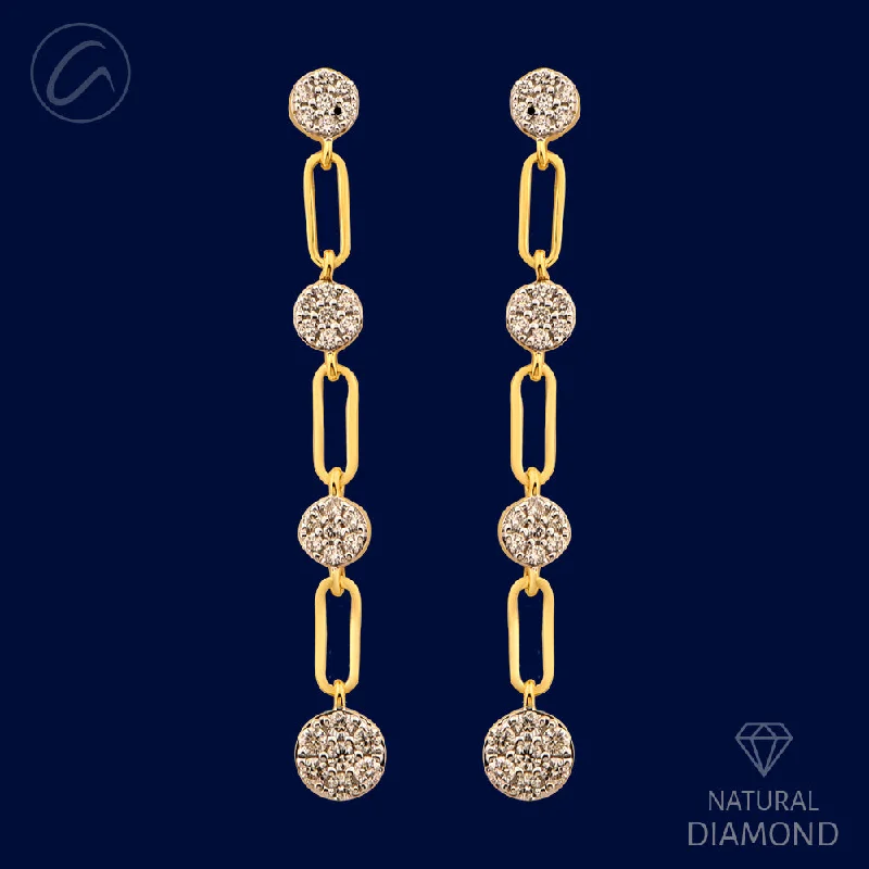 Delicate Blooming Flower Diamond + 18k Gold Hanging Earrings