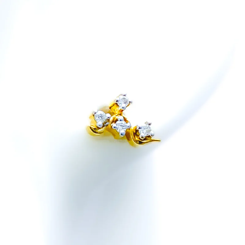 Delicate Motif 18K Gold + Diamond Earrings