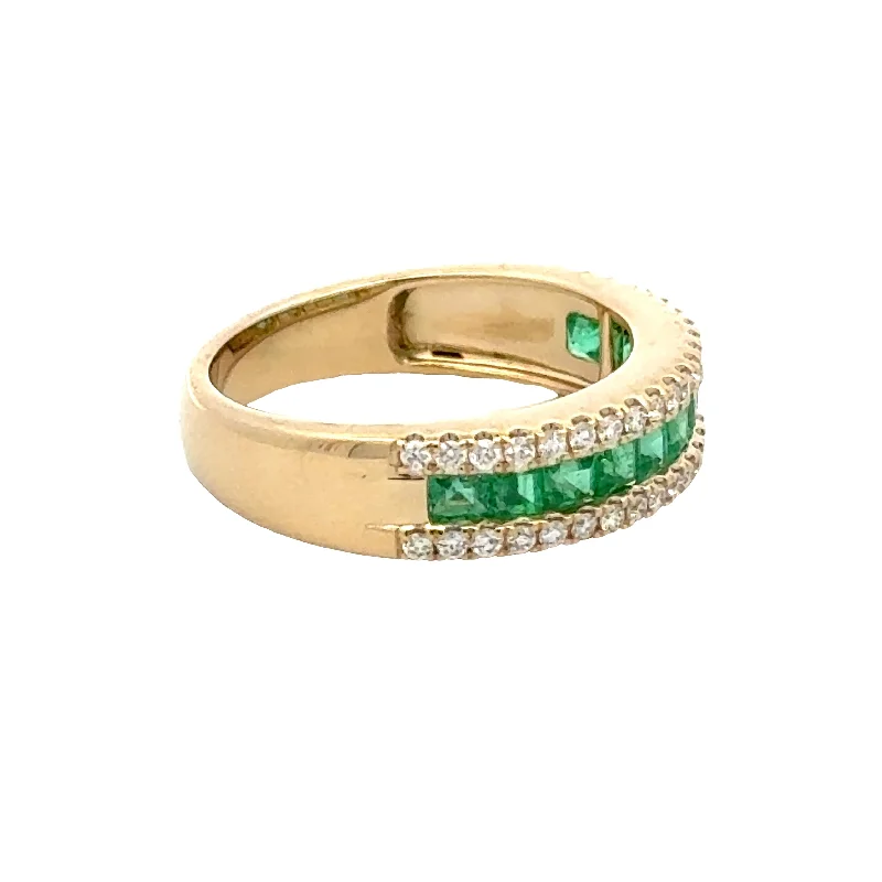 Diamond and Emerald Stackable Band