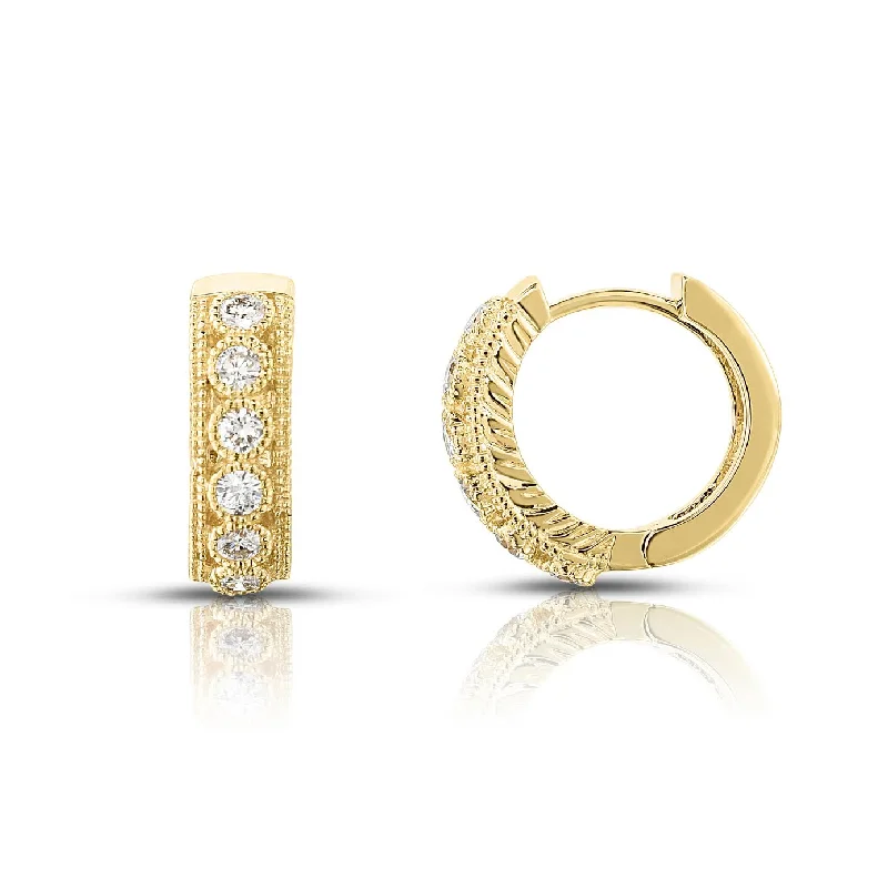 Diamond Bezel Set Migraine Huggie Earrings