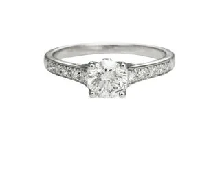 DIAMOND ENGAGEMENT RING WITH DIAMONDS IN THE SHANK 0.97 CTTW