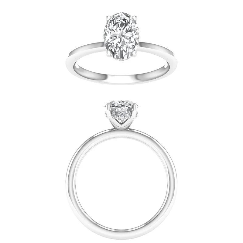 14K White Oval Lab Grown Diamond Solitaire Engagement Ring