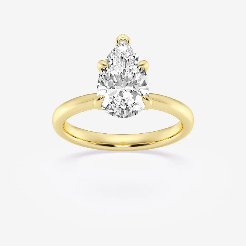 14K Yellow Pear Lab Grown Diamond Solitaire Engagement Ring