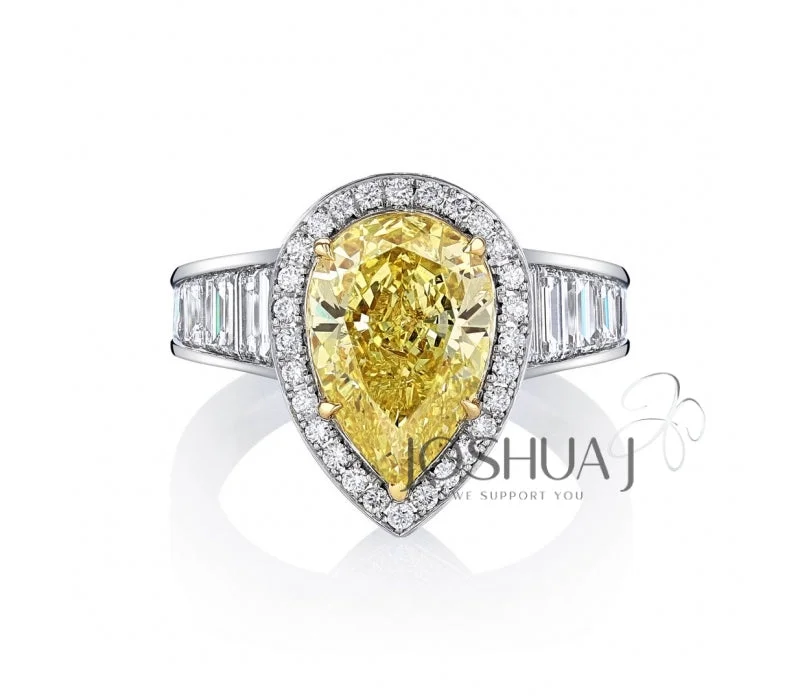 Platinum/18K Yellow & White Pear Natural Diamond Halo Engagement Ring