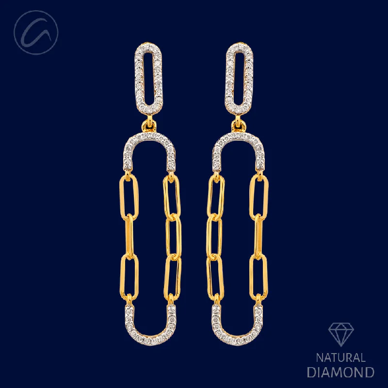 Distinct Loop Diamond + 18k Gold Hanging Earrings