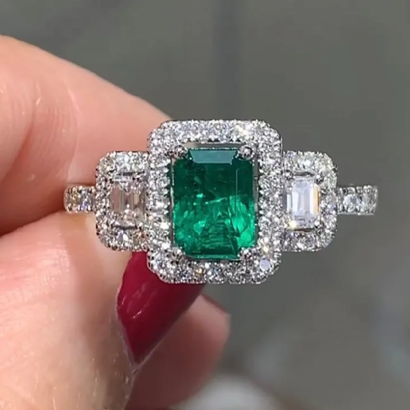 Emerald & Diamond Cocktail Right-hand Ring