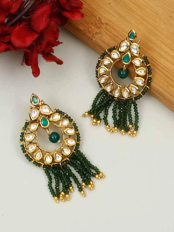 adjustable braided rope ring Emerald Omkar Dangler Earrings