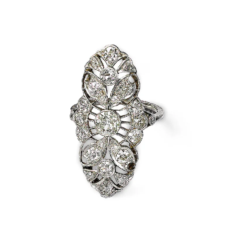 Estate Diamond Statement Ring, Platinum