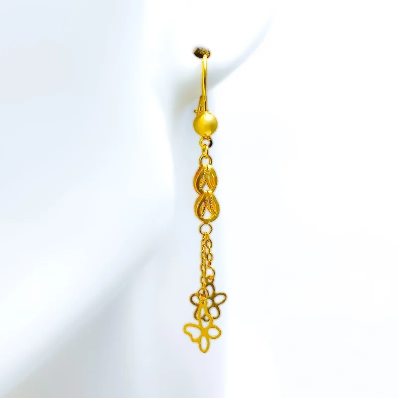 Radiant Floral 21k Gold Hanging Earrings