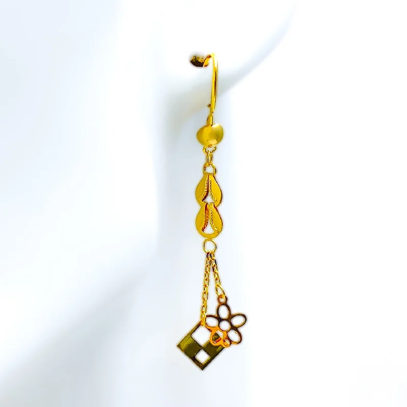 Ethereal Lovely 21k Gold Hanging Earrings