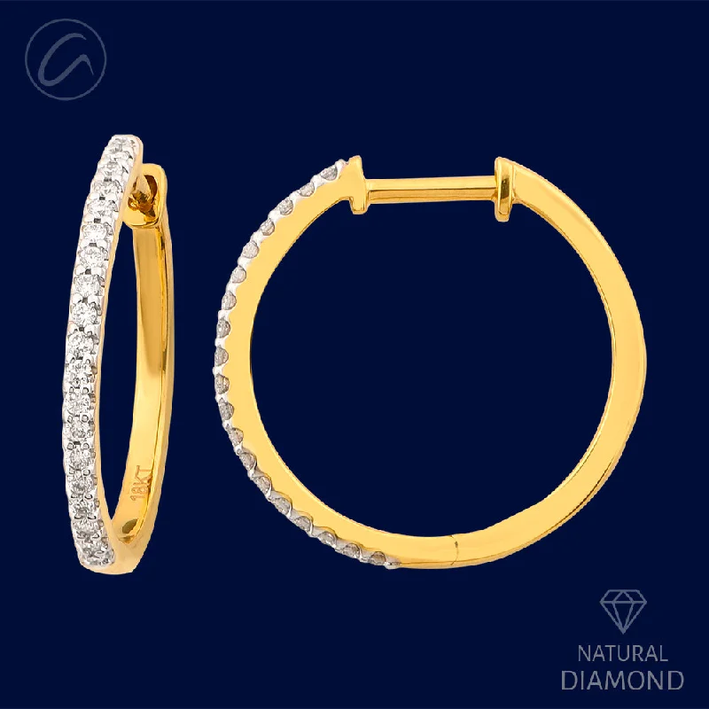 Evergreen Single line 18K Gold + Diamond Bali Earrings