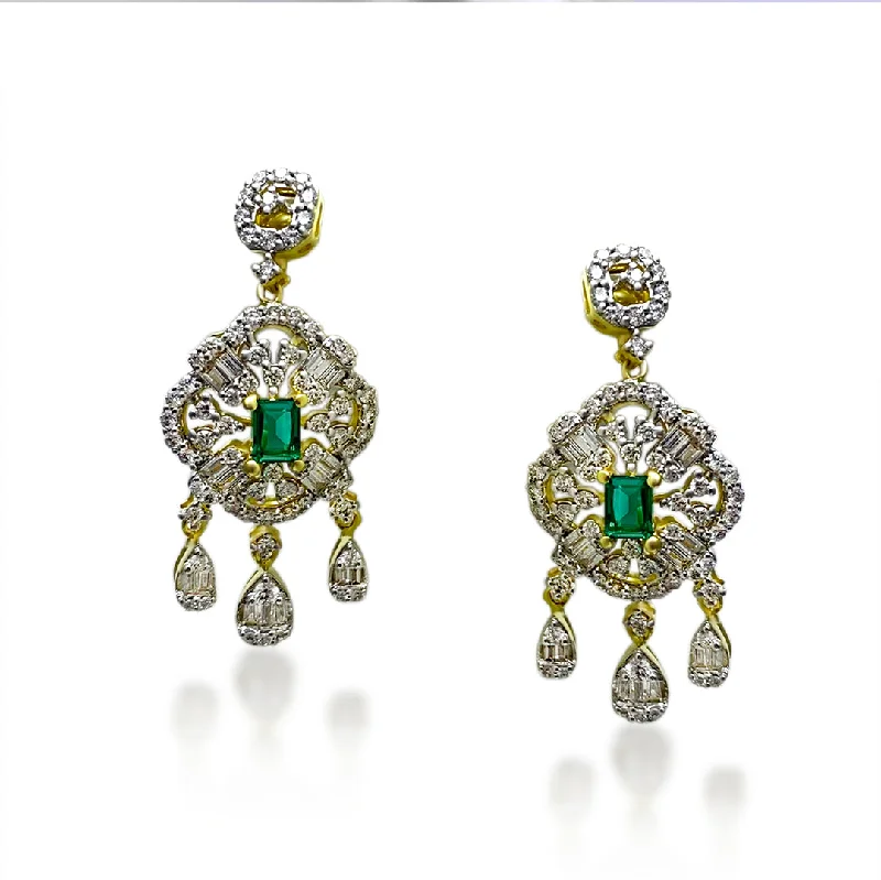 Extravagant Vintage 18K Gold + Diamond Hanging Earrings