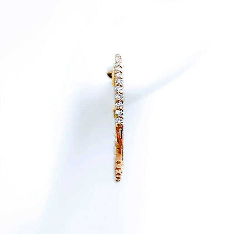 Glossy 18K Rose Gold + Diamond Hoop Earrings