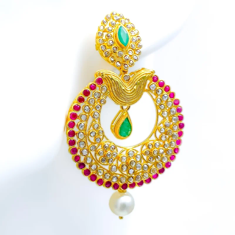 Impressive Regal Uncut Diamond + 22k Gold Glam Earrings