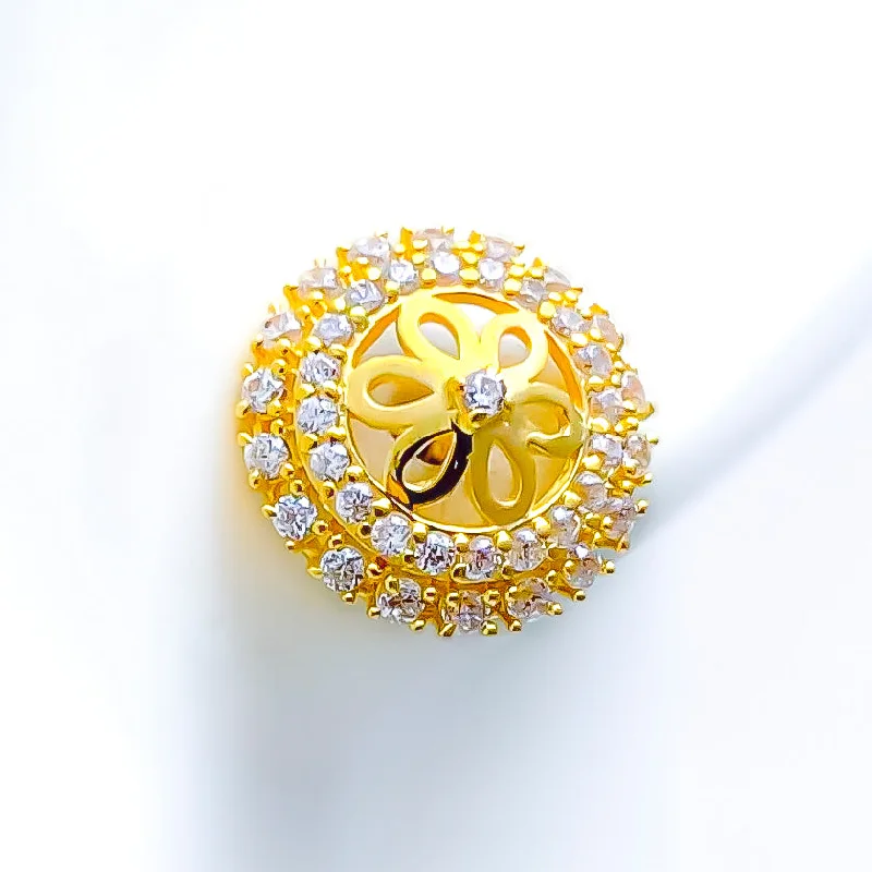 Lovely Flower 22k Gold CZ Earrings