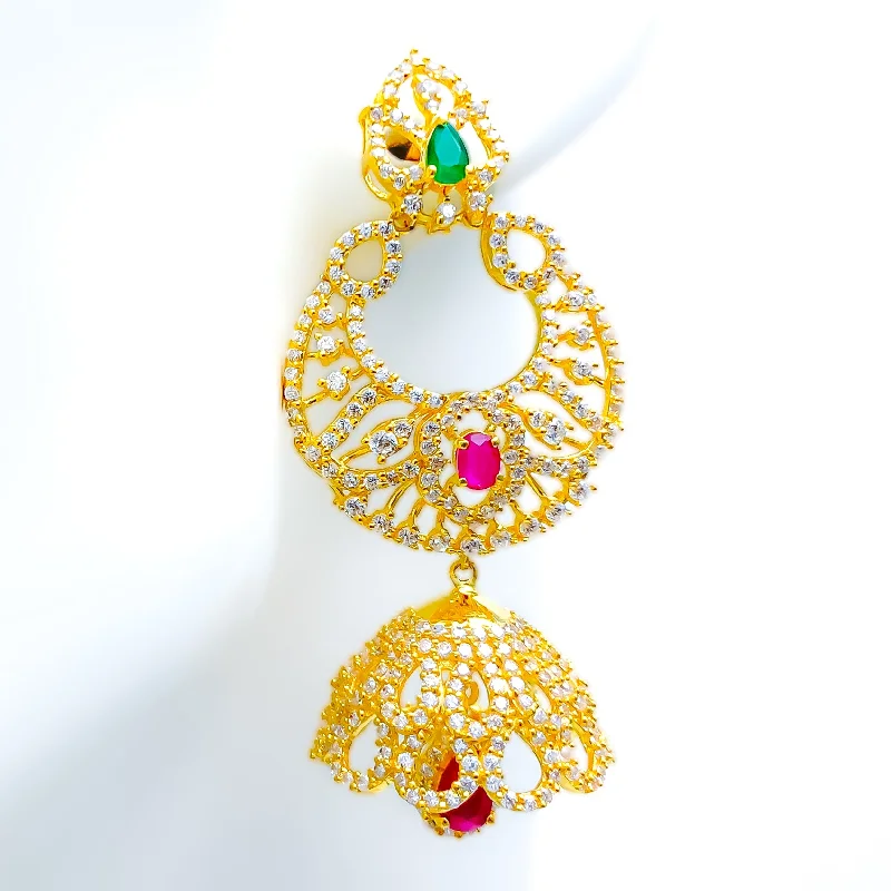 Lovely Meenakari 22k Gold Jhumki Earrings