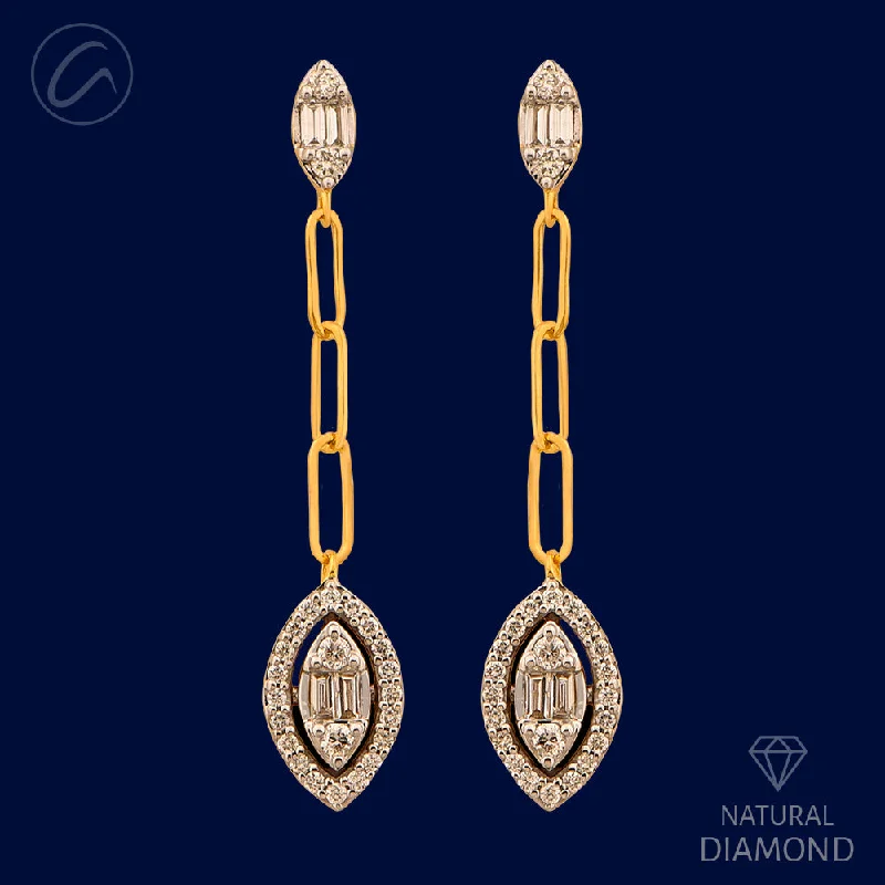 Majestic Marquise Diamond + 18k Gold Hanging Earrings