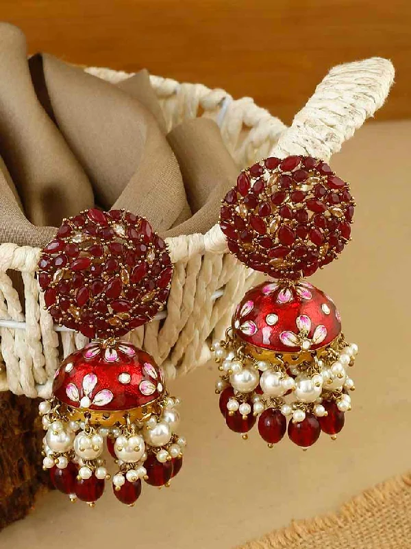 vintage rose gold cameo pendant Maroon Daliha Jhumkis
