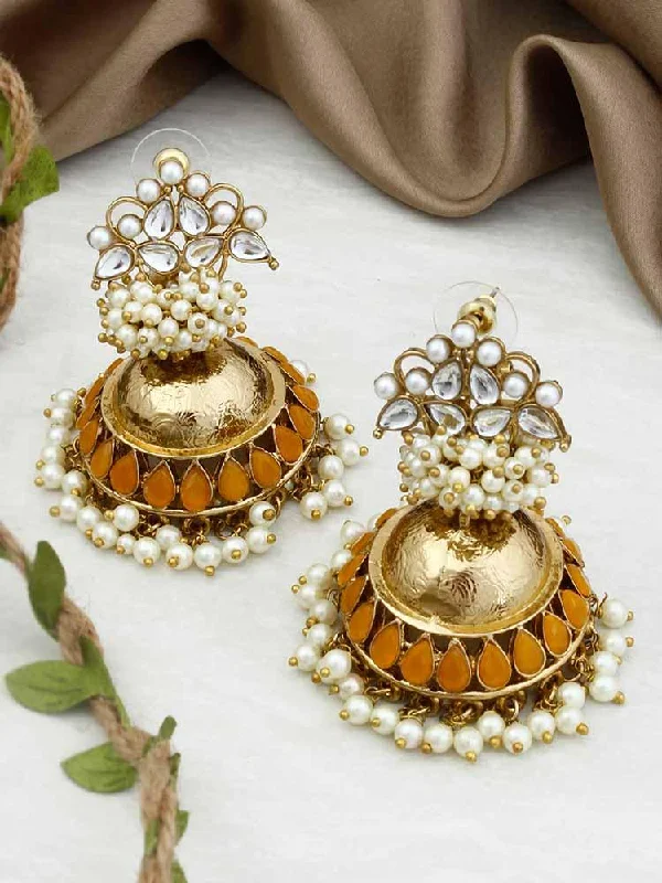 elegant aquamarine drop earrings Mustard Hastha Jhumkis