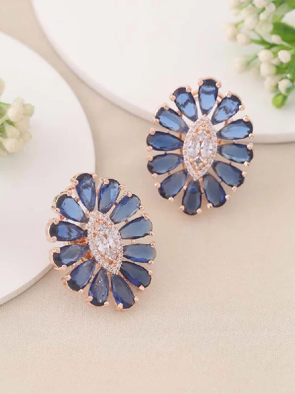unique tribal silver ring Navy Lynette Zirconia Studs