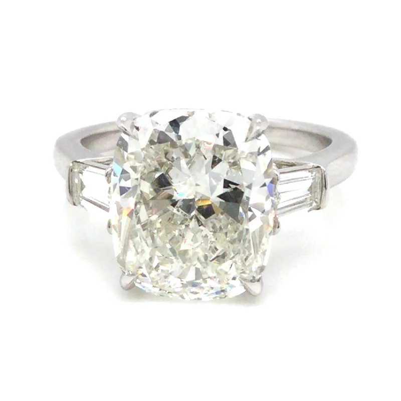 Platinum Cushion Cut Natural Diamond Classic Engagement Ring