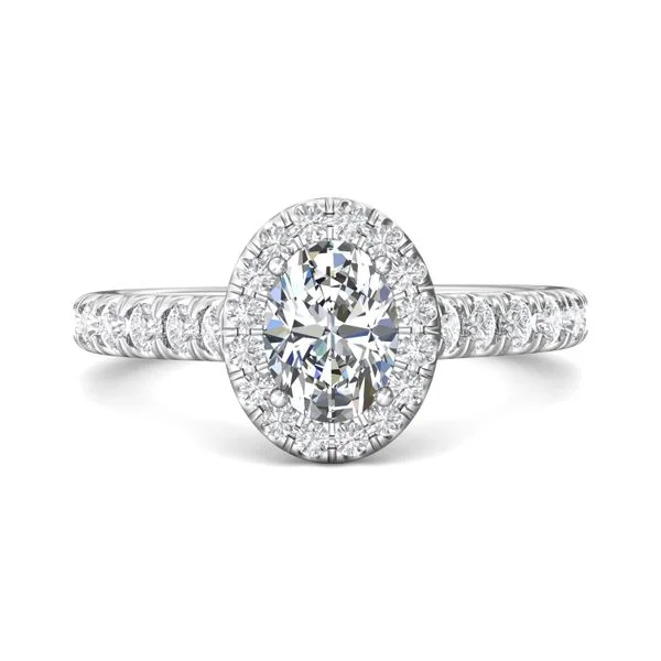 Platinum Oval Natural Diamond Halo Engagement Ring