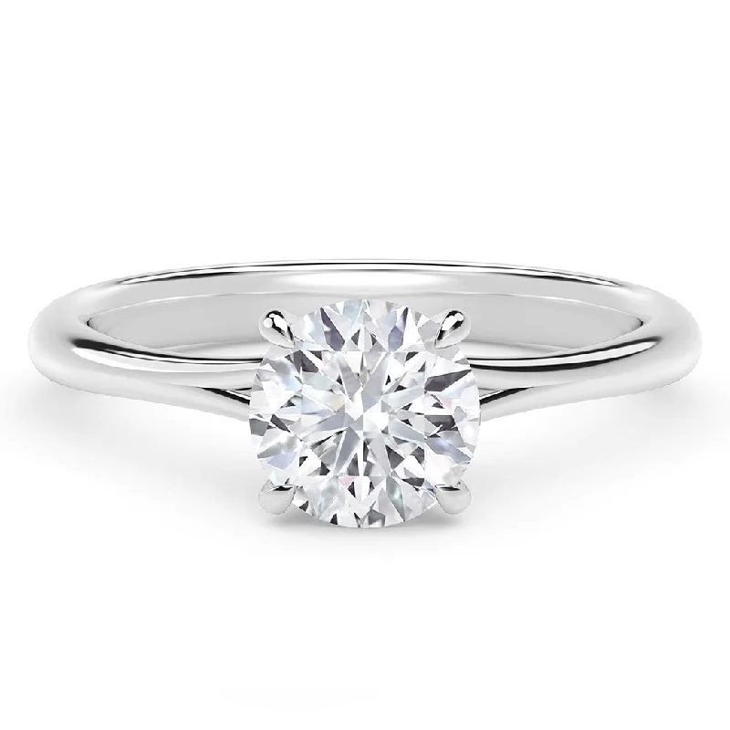 Platinum Round Brilliant Cut Natural Diamond Solitaire Engagement Ring