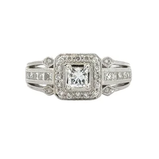 Princess Cut Diamond RinWith Diamond Bezel