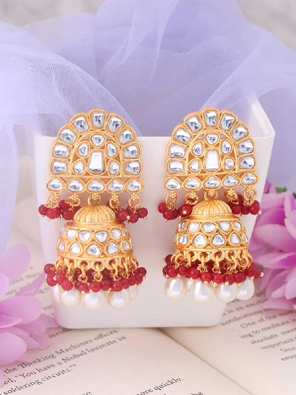 handmade silk thread earrings Ruby Romini Jhumkis