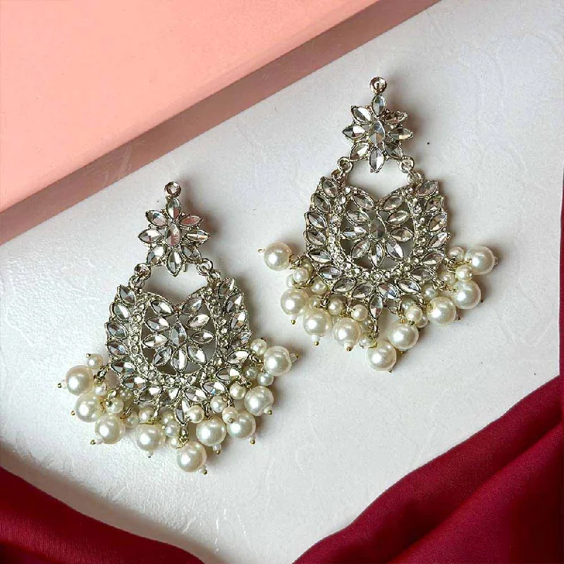 celestial sun and moon earrings Sameera Earrings/Teeka Set Silver (Pearl)