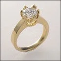 Solitaire Cubic Zirconia 1.25 Brilliant Crown Prongs Ring 14K Yellow Gold